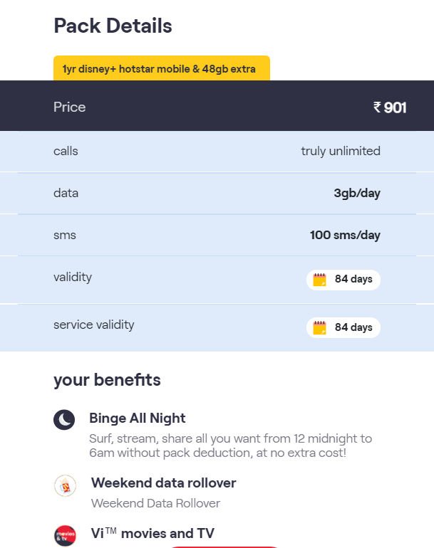 Vodafone Idea Prepaid Recharge Plan For Free Disney