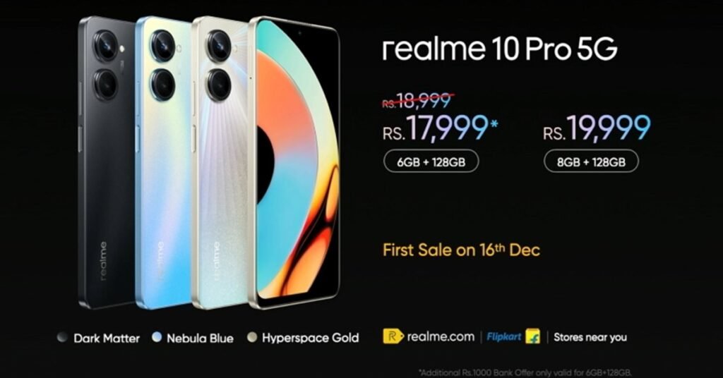 Realme 10 Pro 5G mobile phone price starts at Rs 17999 in India