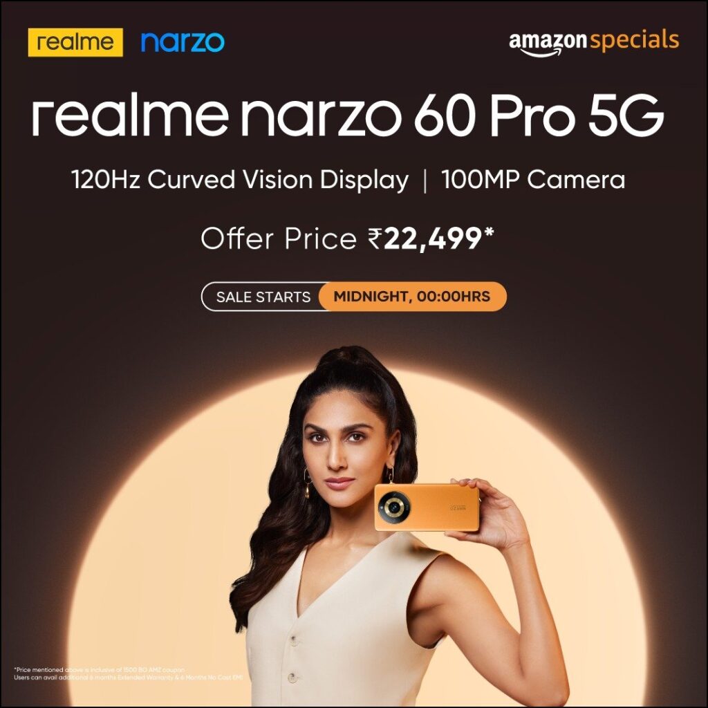 Buy Realme Narzo 60 Pro 5G at a special offer price of Rs 22499 on Amazon 