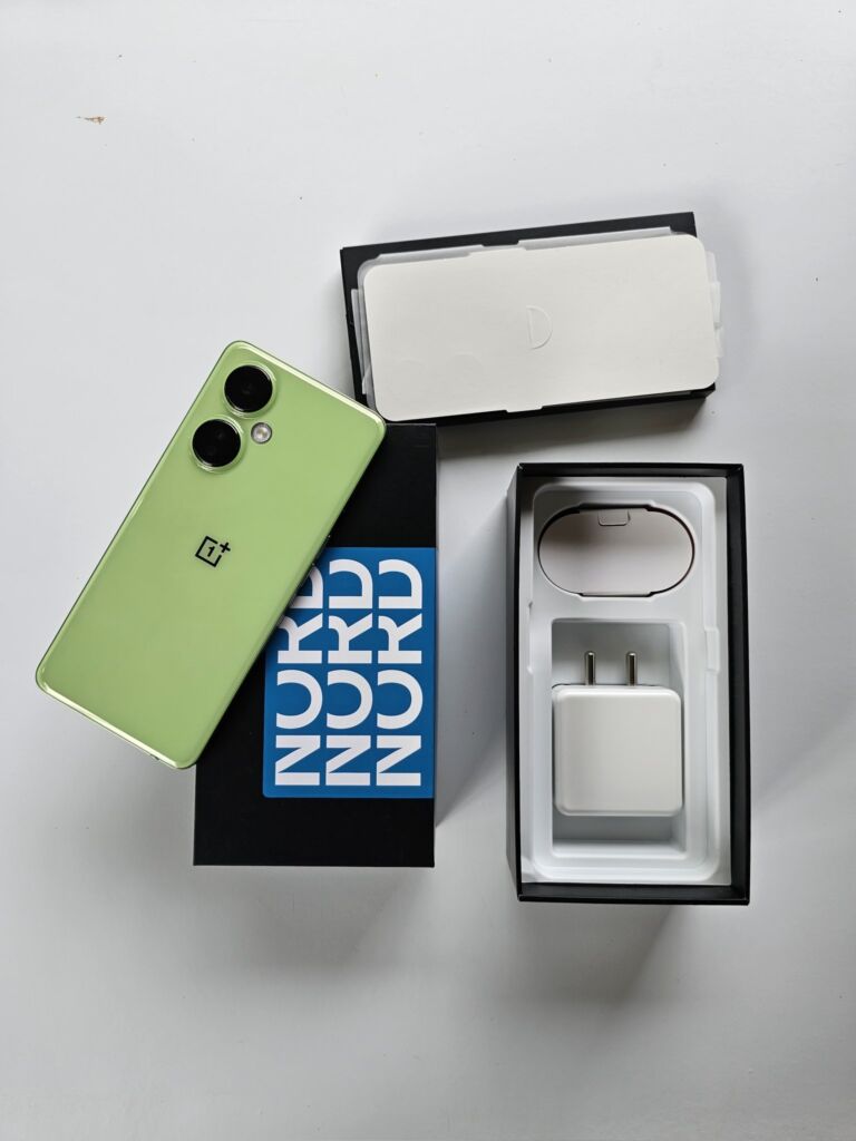 One Plus CE 3 5G box contents including 5G handset, USB Type-C cable, SUPERVOOC Fast charger etc