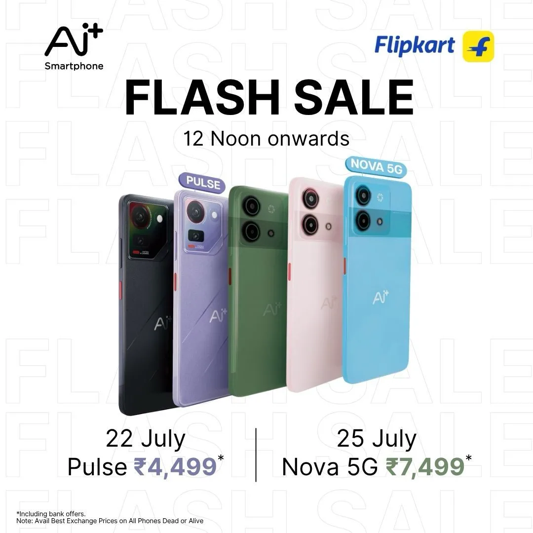 GwJFTbQWMAMp6er Next flash sale date for both the Ai+ Pulse and Ai+ Nova smartphone in India