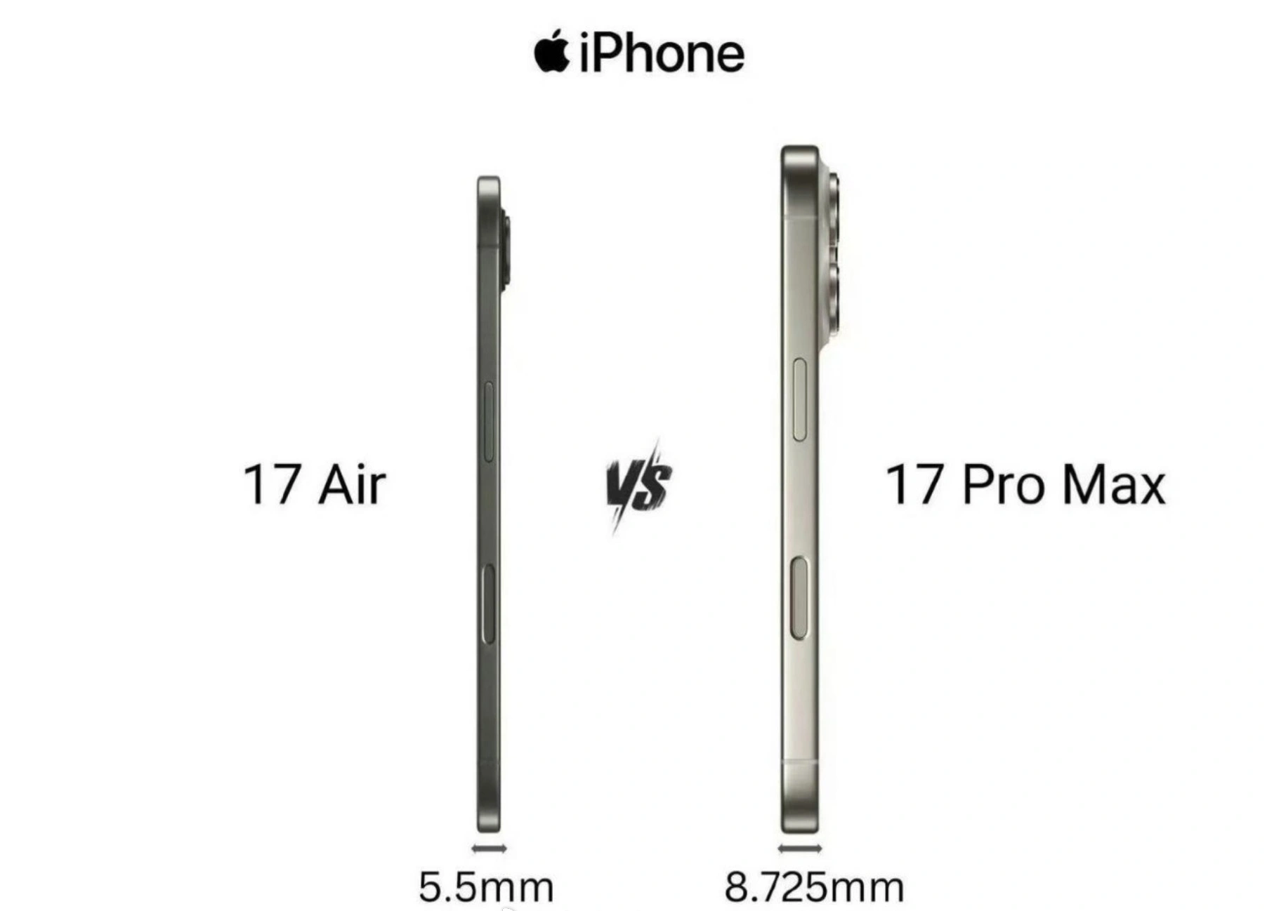 Gxpl6bpWsAAjaBB Comparison of thickness: Apple iPhone 17 Air vs iPhone 17 Pro